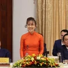 Bà Nguyễn Phương Thảo, Tổng giám đốc Công ty Cổ phần hàng không Vietjet phát biểu tại sự kiện đối thoại Việt Nam 2045. (Ảnh: Thống Nhất/TTXVN)