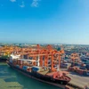 Bốc xếp hàng hóa tại một cảng biển Việt Nam. (Ảnh: CTV/Vietnam+)