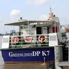 Tàu cao tốc của Công ty trách nhiệm hữu hạn Công nghệ Xanh Greenline DP dùng để chuyên chở hàng hóa thiết yếu, nông sản cho Thành phố Hồ Chí Minh. (Ảnh : Hoàng Hải/TTXVN)