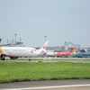 Máy bay của các hãng hàng không tại một sân bay nội địa. (Ảnh: CTV/Vietnam+)