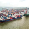 Bốc xếp hàng hóa tại một cảng biển. (Ảnh: CTV/Vietnam+)