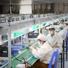 Công nhân làm việc tại phân xưởng nhà máy ở Bắc Giang. (Ảnh: Danh Lam/TTXVN)