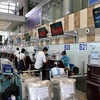 Hành khách làm thủ tục tại cảng hàng không Nội Bài trong chuyến bay từ Hà Nội-Thành phố Hồ Chí Minh. (Ảnh: CTV/Vietnam+)