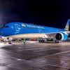 Máy bay của hãng hàng không Vietnam Airlines tại sân bay quốc tế Nội Bài. (Ảnh: PV/Vietnam+)