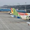 Máy bay của các hãng hàng không tại sân bay Nội Bài. (Ảnh: PV/Vietnam+)
