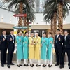 Những phi công, tiếp viên Vietnam Airlines dù căng mình phục vụ khách đi lại dịp Tết nhưng cũng cảm thấy vui vẻ trên những chuyến bay đoàn viên. (Ảnh: PV/Vietnam+)