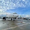Chiếc máy bay Airbus A320 mà hãng hàng không Bamboo Airways mới thuê để tăng tải thêm nhiều đường bay du lịch. (Ảnh: PV/Vietnam+)