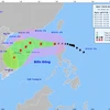 Hình ảnh đường đi của cơn bão Yinxing cập nhật lúc 5h ngày 8/11. (Nguồn: nchmf)