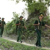 Chiến sỹ Đồn biên phòng 839 tỉnh Tây Ninh tuần tra bảo vệ vùng biên giới Việt Nam-Campuchia. (Ảnh: Phương Vy/TTXVN)