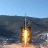 Triều Tiên phóng tên lửa Unha-3 tại Trung tâm giám sát vệ tinh huyện Cholsan, tỉnh Bắc Pyongan tháng 12/2012. (Nguồn: Reuters/TTXVN)