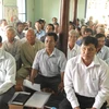 Người dân và cán bộ thôn Chất Thường họp lấy ý kiến về việc xây dựng trường mẫu giáo của thôn ngày 12/6. (Nguồn: ninhthuan.gov.vn)