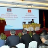 Phó Thủ tướng, Bộ trưởng Bộ Nội vụ Campuchia Samdech Krolahom Sar Kheng phát biểu tại hội nghị. (Ảnh: Thanh Vũ/TTXVN)