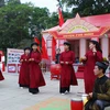 Tiết mục biểu diễn hát Xoan của huyện Phù Ninh. (Ảnh: Quý Trung/TTXVN)