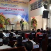 Mục sư Đinh Thiên Tứ, Giáo hội Trưởng Hội Thánh Liên Hữu Cơ Đốc Việt Nam phát biểu tại Đại hội. (Ảnh: Thanh Vũ/TTXVN)