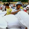 Cấp phát gạo cứu đói giáp hạt cho người dân huyện Hướng Hóa, Quảng Trị. (Ảnh: Hồ Cầu/TTXVN)