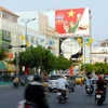 Đường phố Thành phố Hồ Chí Minh trang hoang kỷ niệm 40 năm Ngày thống nhất đất nước. (Ảnh: Mạnh Linh/TTXVN0