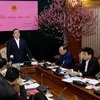 Bí thư Thành ủy Hà Nội Hoàng Trung Hải phát biểu tại cuộc họp. (Ảnh: An Đăng/TTXVN)