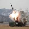 Hệ thống pháo di động của Triều Tiên được thử nghiệm hôm 4/3. (Nguồn: Reuters)