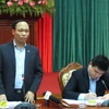 Phó Chánh Văn phòng UBND thành phố Hà Nội Lưu Quang Huy thông tin tại họp báo. (Nguồn: HNP)