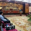 Ông Nguyễn Đức Chung, Chủ tịch UBND Thành phố Hà Nội phát biểu tại lễ bàn giao. (Ảnh: Nguyễn Văn Cảnh/TTXVN)