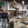 Bên trong sân bay Brussels sau khi xảy ra vụ đánh bom tự sát ngày 22/3. (Nguồn: Twitter)