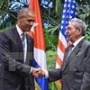 Chủ tịch Cuba Raul Castro và Tổng thống Mỹ Barack Obama tại Cung điện Cách mạng ở thủ đô La Habana. (Ảnh: AFP/TTXVN)
