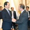 Chủ tịch nước Trần Đại Quang tiếp Đại sứ, Trưởng phái đoàn EU tại Việt Nam, ông Bruno Angelet. (Ảnh: Nhan Sáng/TTXVN)