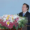 Chủ tịch Liên hiệp các tổ chức hữu nghị Việt Nam Vũ Xuân Hồng. (Ảnh: An Đăng/TTXVN) 