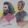 Hình phác họa hai đối tượng Nader Elhuzayel và Muhanad Badawi.(Nguồn: latimes.com)