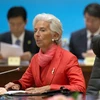 Tổng giám đốc Quỹ tiền tệ quốc tế (IMF) Christine Lagarde tại Hội nghị 1+6. (Nguồn: AP)