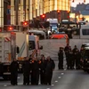 Cảnh sát Bỉ phong tỏa ga tàu điện ngầm Maelbeek ở Brussels sau vụ tấn công khủng bố ngày 22/3. (Nguồn: AFP/TTXVN)