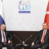 Tổng thống Thổ Nhĩ Kỳ Tayyip Erdogan và Tổng thống Nga Vladimir Putin. (Nguồn: AFP/TTXVN)