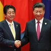 Chủ tịch Trung Quốc Tập Cận Bình (phải) và Thủ tướng Nhật Bản Shinzo Abe. (Nguồn: EPA/TTXVN)