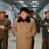Nhà lãnh đạo Kim Jong-un đến thăm khu công nghiệp Ryongsong hôm 2/4. (Nguồn: KCNA)