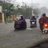 Nhiều tuyến đường ở thành phố Huế bị ngập lụt nặng (ảnh chụp lúc 15h ngày 21/9). (Ảnh: Quốc Việt/TTXVN)