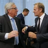 Chủ tịch Ủy ban châu Âu Jean-Claude Juncker (trái) và Chủ tịch Hội đồng châu Âu Donald Tusk tại Hội nghị. (Nguồn: AFP/TTXVN)