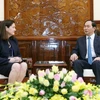 Chủ tịch nước Trần Đại Quang tiếp bà Monica Whaley, Chủ tịch Liên minh doanh nghiệp Mỹ-APEC nhân chuyến thăm và làm việc tại Việt Nam. (Ảnh: Nhan Sáng/TTXVN)