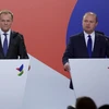 Chủ tịch Hội đồng châu Âu Donald Tusk (trái) và Thủ tướng Malta Joseph Muscat. (Nguồn: THX/TTXVN)