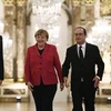 Thủ tướng Tây Ban Nha Mariano Rajoy, Thủ tướng Đức Angela Merkel, Tổng thống Pháp Francois Hollande và Thủ tướng Italy Paolo Gentiloni tại cuộc họp ở Versailles ngày 6/3. (Nguồn: EPA/TTXVN)