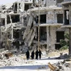  Cảnh đổ nát do chiến sự ở thành phố Homs, miền trung Syria. (Nguồn: AFP/TTXVN)