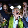 Ông Lenin Moreno vui mừng sau khi kết quả sơ bộ được công bố Quito ngày 2/4. (Nguồn: AFP/TTXVN)