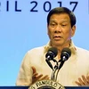 Tổng thống Philippines Rodrigo Duterte tại cuộc họp báo ở Manila ngày 29/4. (Nguồn: Kyodo/TTXVN)