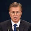  Tân Tổng thống Hàn Quốc Moon Jae-in phát biểu tại cuộc họp báo ở Seoul ngày 10/5. (Nguồn: AFP/TTXVN)
