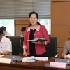 Đại biểu Quốc hội tỉnh Hải Dương Lê Thị Thủy phát biểu thảo luận. (Ảnh: Phương Hoa/TTXVN)