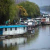 Tàu bè neo đậu trên một con sông ở Thượng Hải, Trung Quốc. (Nguồn: AFP/TTXVN)