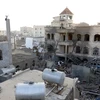  Cảnh đổ nát sau một cuộc không kích được cho là của liên quân do Saudi Arabia đứng đầu tại Sanaa, Yemen ngày 9/6. (Nguồn: EPA/TTXVN)