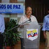 Đại diện FARC Carlos Antonio Lozada (giữa) tại vòng đàm phán với Chính phủ Colombia ở Havana, Cuba ngày 20/8/2015. (Nguồn: AFP/TTXVN)