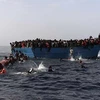 Người di cư chờ được cứu trên Địa Trung Hải. (Nguồn: AFP/TTXVN)