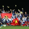[Photo] Tuyển bóng đá nữ Việt Nam tận hưởng khoảnh khắc chiến thắng