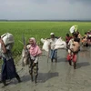 Người Myanmar ở bang Rakhine rời bỏ nhà cửa tránh xung đột tới khu vực biên giới gần thị trấn Teknaf, Bangladesh ngày 5/9. (Nguồn: AFP/TTXVN)